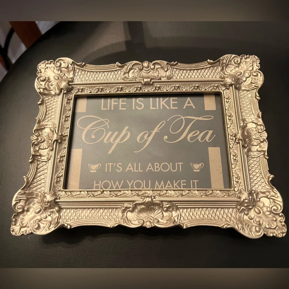 Kirklands Silverish Gold Ornate Decorative 4x6” Frame with Quote